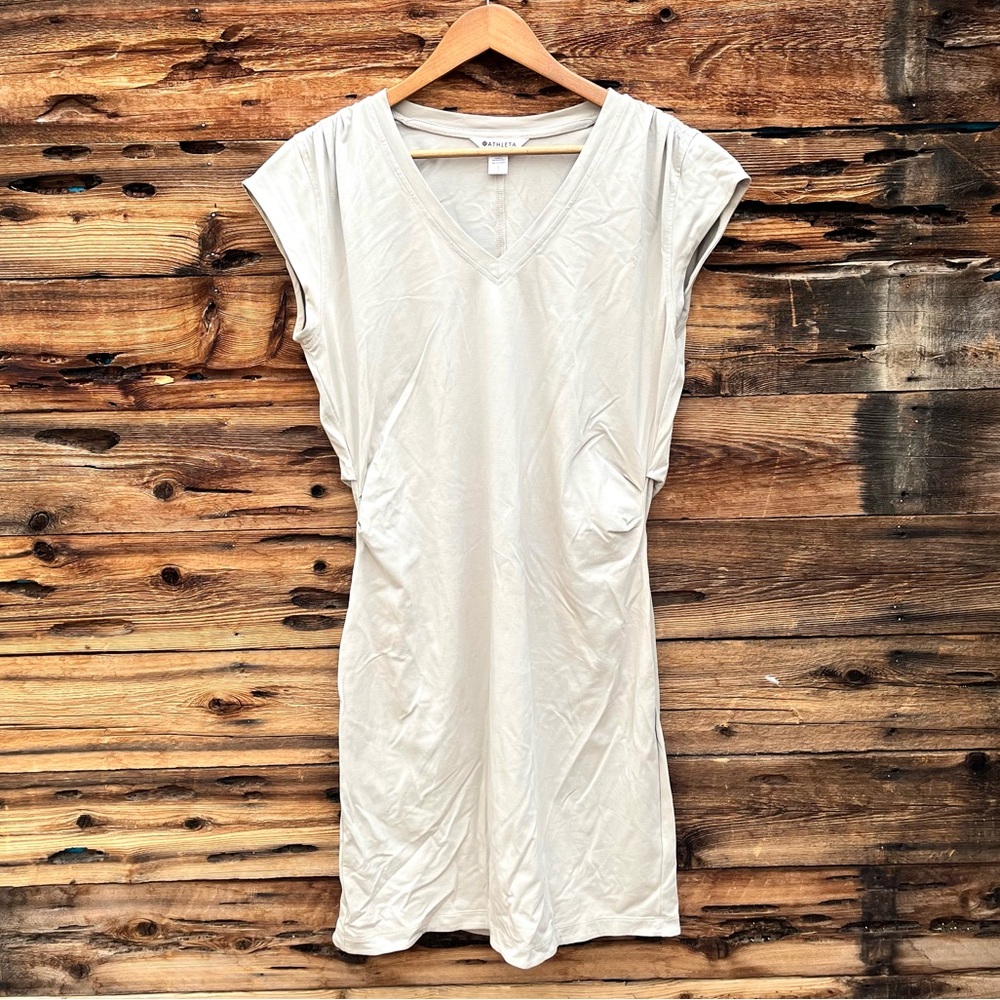 ATHLETA | Tan Cream V-Neck Dress L